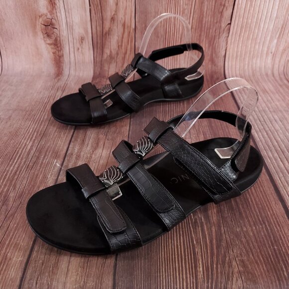 Vionic Amber Womens Size 12 Black Comfort Croc Jeweled Strappy Slingback Sandals - Picture 1 of 15